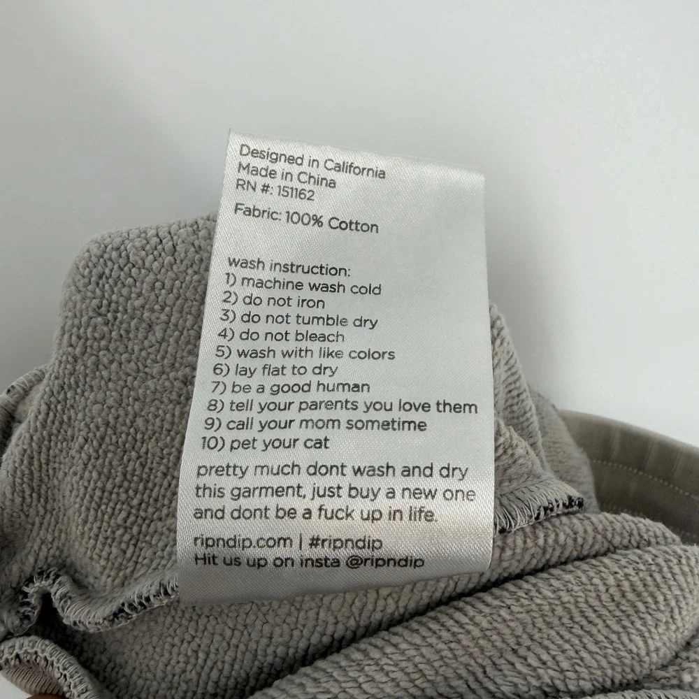 RIPNDIP Lord Nermal Dip Dye‎ Sweatpants Gray Black Mens Size S Graphic Joggers